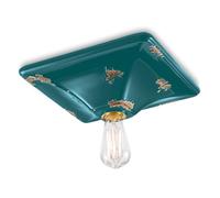 Plafoniera Vintage Quadrata Grande Ceramica Verde 1 Luce E27