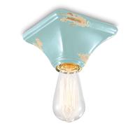 Plafoniera Vintage Quadrata Piccola Ceramica Azzurra 1 Luce E27 [EEK: A++]