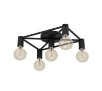 Plafoniera Vintage Speke Acciaio Nero 5 Luci E27