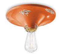 Plafoniera Vintage Tonda Grande Ceramica Arancio 1 Luce E27