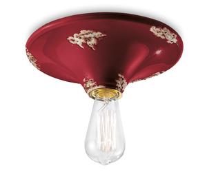 Plafoniera Vintage Tonda Grande Ceramica Bordeaux 1 Luce E27