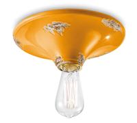 Plafoniera Vintage Tonda Grande Ceramica Gialla 1 Luce E27