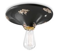 Plafoniera Vintage Tonda Grande Ceramica Nera 1 Luce E27