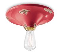 Ferroluce Plafoniera C134VIR Vintage Rosso Ceramica Tonda Grande 1 luce E27