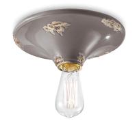 Plafoniera Vintage Tonda Grande Ceramica Tortora 1 Luce E27