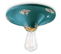 Plafoniera Vintage Tonda Grande Ceramica Verde 1 Luce E27