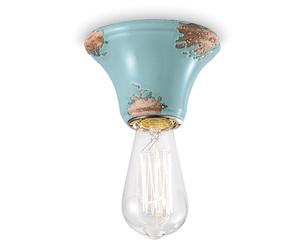 Plafoniera Vintage Tonda Media Ceramica Azzurra 1 Luce E14 [EEK: A++]