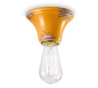 Ferroluce Plafoniera Vintage C133(VIG) tonda in ceramica gialla 1 luce E14