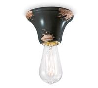 Plafoniera Vintage Tonda Media Ceramica Nera 1 Luce E14