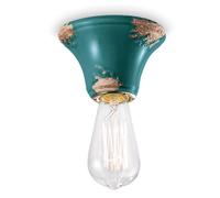 Plafoniera Vintage Tonda Media Ceramica Verde 1 Luce E14