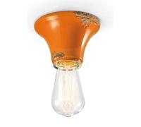 Plafoniera Vintage Tonda Piccola Ceramica Arancio 1 Luce E27