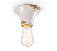 Plafoniera Vintage Tonda Piccola Ceramica Bianca 1 Luce E27