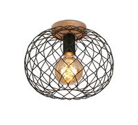 Briloner - Lampada da soffitto retrò con legno, lampada da soffitto vintage, lampada da camera da letto industriale, attacco E27 max 40 watt, nero, diametro 30 cm.