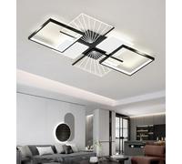 Plafoniere a LED moderne Luci da soggiorno Plafoniere dimmerabili con telecomando Plafoniere di design rettangolare Camera da letto Soggiorno Plafoniere in bianco e nero (110cm)