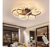 Plafoniere da Incasso Soggiorno Sala da Pranzo Camera da Letto Dimmerabile con Telecomando, Lampada A LED Design Floreale Moderno Lampadario Decorativo per L'illuminazione del Corr, Brown, D60cm