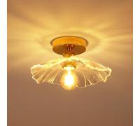 Plafoniere da Soffitto Vintage, Lampada da Soffitto Creativa a Forma di Fiore, E27 Plafoniera in Vetro Trasparente Oro per Corridoio Camera da Letto Soggiorno Balcone, 28CM
