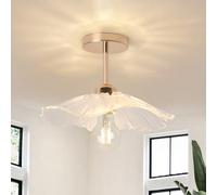 Plafoniere e Lampada a sospension 2-in-1,Vetro Abat-Jour,Vintage Fleur Lumière Decoration per Camera,Cucina,Salone,Corridoio,Camera Bambino,Ingresso,Scale,Diametro 30CM, E27 Lampa da soffitto,Oro