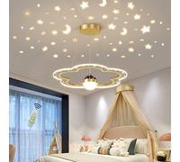 Plafoniere LED Cielo Stellato Fiore Design Camera dei Bambini Lampadario Dimmerabile Sala da Pranzo Lampade Sospensione Camera da Letto Luci Tavolo da Pranzo Sospensione Luce Illuminazione,d'oro,40cm