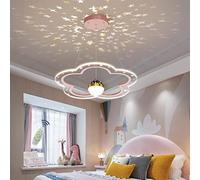 Plafoniere LED Cielo Stellato Fiore Design Camera dei Bambini Lampadario Dimmerabile Sala da Pranzo Lampade Sospensione Camera da Letto Luci Tavolo da Pranzo Sospensione Luce Illuminazione,Rosa,40cm