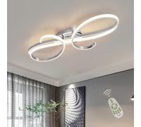 Plafoniere Moderne Lampada da Pranzo da Incasso Dimmerabile con Telecomando Apparecchio A Sospensione Lampadario Decorativo Ad Anello Moderno per Lounge Cucina Illuminazione A Sospe, Chrome, L100cm