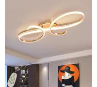 Plafoniere Moderne Lampada da Pranzo da Incasso Dimmerabile con Telecomando Apparecchio A Sospensione Lampadario Decorativo Ad Anello Moderno per Lounge Cucina Illuminazione A Sospe, Gold, L100cm