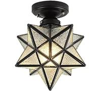 Plafoniere Moderne Moravian Star, Lampada da Soffitto da Incasso E27 Plafoniera in Metallo A Stella Creativa Illuminazione Decor per Sala Studio Corridoio, Black, 20x21cm (8x8inch)