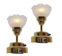 Plafoniere per case delle bambole in scala 1:12, luci in miniatura a LED alimentate a batteria da 2 pezzi, accessori per l'illuminazione per case delle bambole metallo (forma floreale)