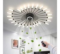 Plafonnier LED Feu D'artifice 42-t¡§ote Lampe De Plafond Moderne Suspension Lustre INT¡§|rieur pour Salon Salle ¡§¡è Manger Bureau ¡§|clairage De Plafond, Le Noir, ventilateur 26 lumières