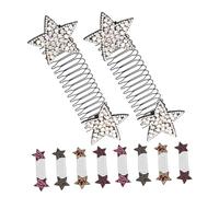 PLAFOPE 10 Pezzi Fermagli Invisibili per Capelli con Pettinino Estensibile e Stelle Strass Clip per Acconciature Senza Tracce Accessori Versatili per Chignon Coda e Capelli Spessi o