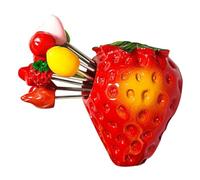 PLAFOPE 1set Forchettine per Frutta e Dessert con Base Fragola Forchette Mini in Resina e Metallo Riutilizzabili per Antipasti Torte e Formaggi Accessorio Creativo per Stili multipli
