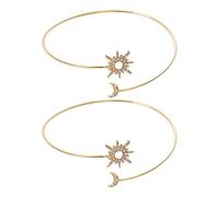PLAFOPE 2 Bracciali da Braccio Superiore per Donna, Fascia Aperta Sole e Luna, Lega Oro, Stile Semplice ed Elegante, Regalo Festa della Mamma