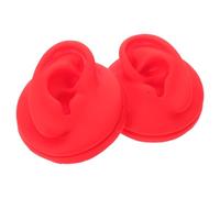 PLAFOPE 2 Pezzi Modelli Orecchio Silicone Sinistro e Destro per Pratica Piercing e Agopuntura Realistici e Riutilizzabili per Addestramento e Esposizione Gioielli Rosso