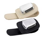 PLAFOPE 2 Pezzi Supporto Occhiali da Sole Auto Clip per Parasole Portaocchiali in PU e Lega Zinco Nero e Beige Fissaggio Sicuro su Visiera e Superfici Auto