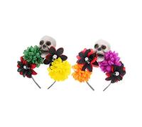 PLAFOPE 2 Pz Fascia Con Teschio Rosa Fascia Di Fiori Morti Fasce Per Ragazze Fiore Gotico Fiore in Costume Della Fascia Morta Fascia Per Le Donne Della Morte Panno Di Seta