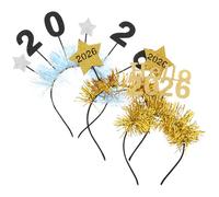 PLAFOPE 3 Pezzi Fasce Capelli Capodanno con Tiara Glitter e Star Boppers Accessori Festa Year's Eve Comfortevoli e Resistenti per Donna