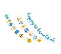 PLAFOPE 3 Pezzi Hanukkah Banner Festone in Carta Stella a Sei Punte e Menorah Glitter, Riutilizzabile, per Feste Ebraiche, Tavolo Dessert e Riunioni Familiari