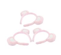 PLAFOPE 3pezzi Cerchietti Per Donne Con Orecchie Di Orso Fasce Carine Per Cosplay e Feste Accessori Per Lavaggio Viso e Trucco Design Cartoon Morbido e Confortevole