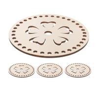 PLAFOPE 4 Basi in Legno Rotonde per Cestini all’Uncinetto con Incisioni Cave, Fondo e Coperchio per Borse Fai da Te, Sagomatore per Base in Legno Cavo Adatto a Lavori Artigianali