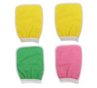 PLAFOPE 4 pezzi Guanti Esfolianti Corpo Doppia Faccia per Doccia Spa Rimuovi Cellule Morte Efficienza Rapida Dimensioni Poliestere Lavabile per Tutti i Tipi Colore Casuale Colore Casuale