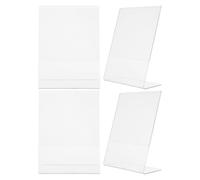 PLAFOPE 4 Pezzi Porta Menù da Tavolo in Acrilico Trasparente Supporto Verticale Forma di Stabile Espositore per Segnaposto Etichette e Codici Qr per Ristoranti e Uffici