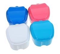PLAFOPE 4 pezzi Scatola per Dentiera Portatile con Custodia per Dentiere per Bite e Retainer Design Pratico e Sicuro per Uso