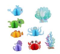 PLAFOPE 8 Elementi Decorativi Resistenti e Non Sbiadiscono in Carta a Forma di Animali Marini per Feste a Tema Marino per per Compleanno e Party a Tema Mare