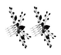 PLAFOPE Accessori per Chioma da Sposa 2 Pezzi, Pettini Laterali Vintage in Lega di Zinco Nero, per Abiti da Cerimonia e Feste Nuziali