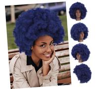 PLAFOPE Afro Wig Donna Corto Riccio Sintetico Naturale Effetto Morbido Parrucca Afro Blu per Cosplay Party Quotidiano