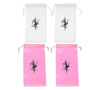 PLAFOPE Borsa per Scarpe da Danza Classica Coulisse 4 Pezzi in Raso Rosa e Tela Bianca, Custodia Resistente Ballerine e Trasporto in Allenamento