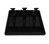 PLAFOPE Cassetto Porta Contanti in Plastica Nero con 3 Scomparti Rimovibili, Design Salvaspazio e Struttura Robusta per Postazioni Cassa e Negozi