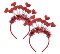 PLAFOPE Cerchietto a Forma di Cuore Rosso Scintillante per Festa degli Innamorati Set da 2 Pezzi Accessori per Feste e Matrimoni Copricapo Leggero e Flessibile per Donne e Bambine