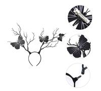 PLAFOPE Cerchietto Con Corna Di Cervo Rami Neri Blu Per Cosplay Festa Natale Decorazione Capelli Comoda e Resistente