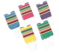 PLAFOPE Copri Bottiglia Poncho Messicano Festa Messicana Cinco De Mayo 5 Pezzi Set in Cotone Strisce Arcobaleno per Bottiglie di Birra e Condimenti