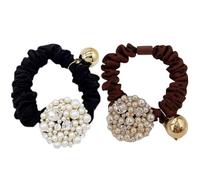 PLAFOPE Elastici per Chioma 2 Pezzi per Uso Quotidiano e Feste Perle e Cristalli Fascia Elastica Elegante e Chic per Coda di Cavallo, Adatti a Diversi Tipi di Chioma